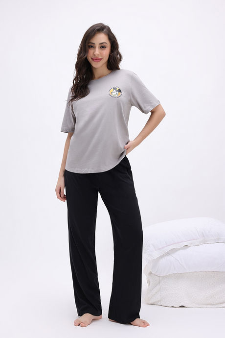 Zivame Disney Knit Cotton Loungewear Set - Black Beauty — image 3